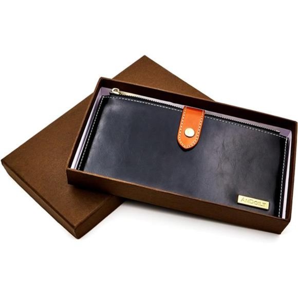 Women's Genuine Leather Wallet RFID Blocking Credit Card Holder Zipper Purse - Picture 6 of 6